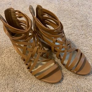 Brown Strappy Wedges/Heels